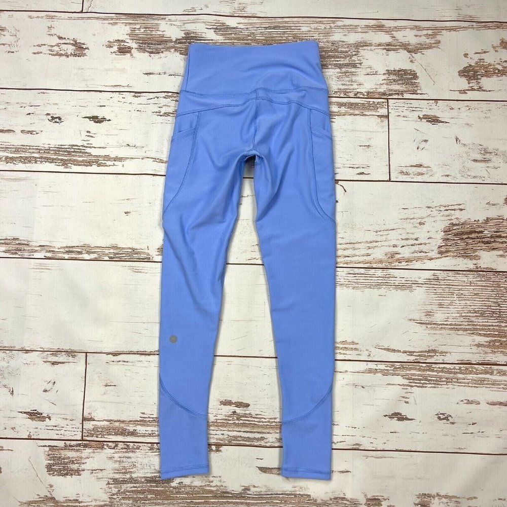 X by Gottex Leggings Size XS Becky Ankle Pockets Periwinkle Blue High Rise Waist - Picture 5 of 10